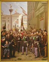 Victor Emmanuel II Decorating the Flag with the Gold Medal on 10th June 1848 in Vicenza